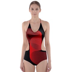 Tape Strip Red Black Amoled Wave Waves Chevron Cut-out One Piece Swimsuit by Mariart