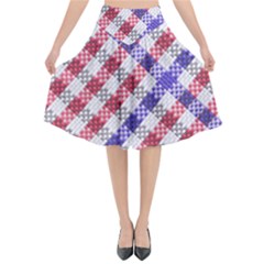 Webbing Wicker Art Red Bluw White Flared Midi Skirt by Mariart