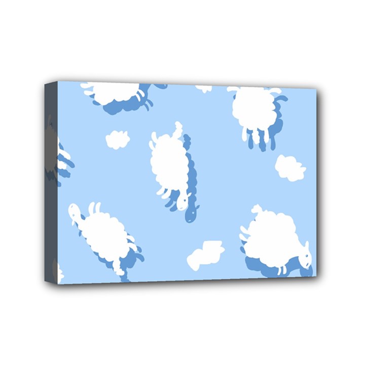 Vector Sheep Clouds Background Mini Canvas 7  x 5 