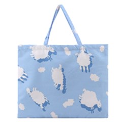 Vector Sheep Clouds Background Zipper Large Tote Bag