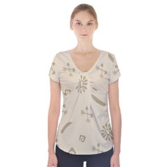 Pattern Culture Seamless American Short Sleeve Front Detail Top by Nexatart