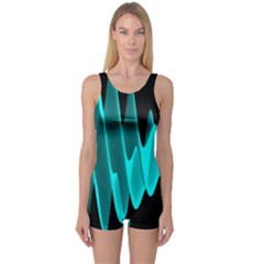 Wave Pattern Vector Design One Piece Boyleg Swimsuit by Nexatart