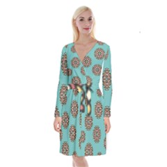 Circle Vector Background Abstract Long Sleeve Velvet Front Wrap Dress