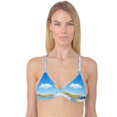 Grid Sky Course Texture Sun Reversible Tri Bikini Top by Nexatart