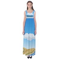 Grid Sky Course Texture Sun Empire Waist Maxi Dress