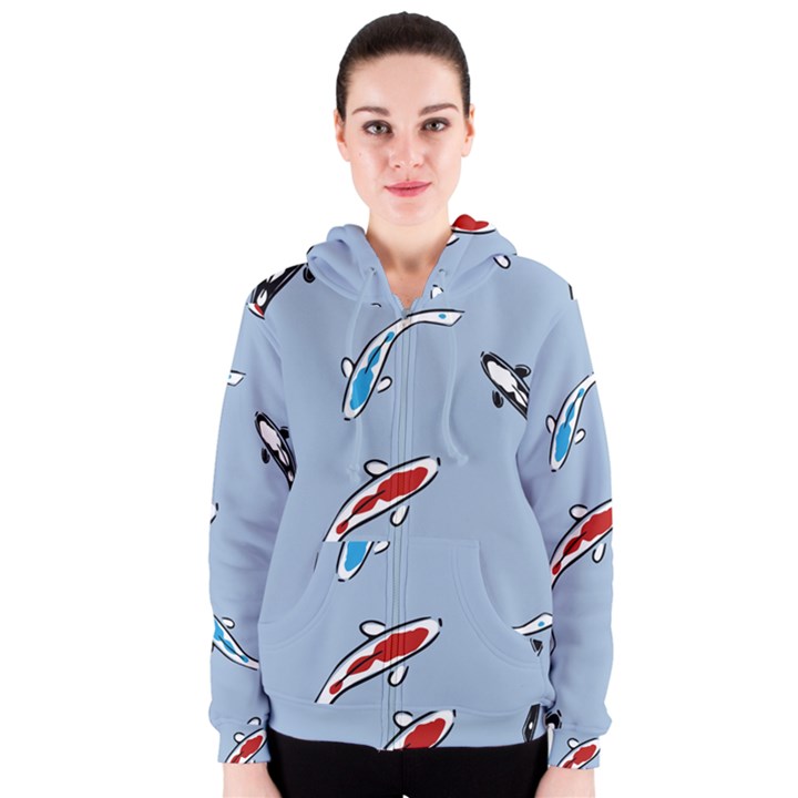 Koi Carp East Vector Seamless Women s Zipper Hoodie