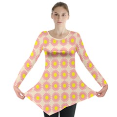 Pattern Flower Background Wallpaper Long Sleeve Tunic 