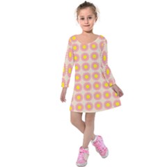 Pattern Flower Background Wallpaper Kids  Long Sleeve Velvet Dress