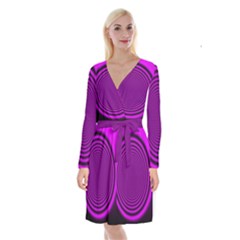 Background Coloring Circle Colors Long Sleeve Velvet Front Wrap Dress