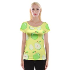 Apples Apple Pattern Vector Green Women s Cap Sleeve Top