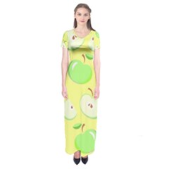 Apples Apple Pattern Vector Green Short Sleeve Maxi Dress