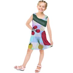 Vegetables Cucumber Tomato Kids  Tunic Dress by Nexatart