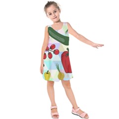 Vegetables Cucumber Tomato Kids  Sleeveless Dress