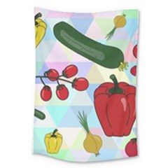 Vegetables Cucumber Tomato Large Tapestry by Nexatart