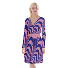 Fractals Vector Background Long Sleeve Velvet Front Wrap Dress
