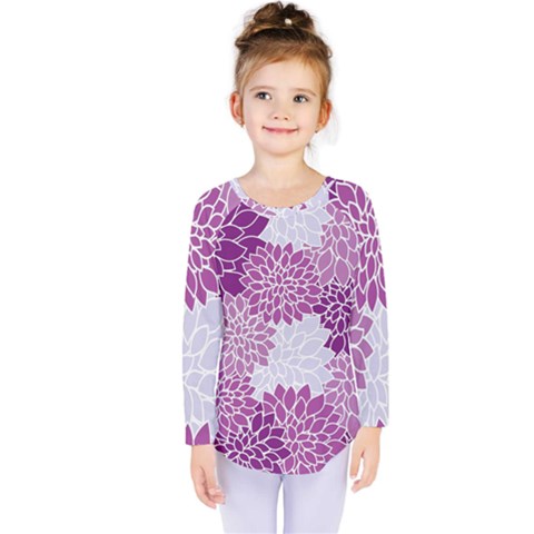 Floral Wallpaper Flowers Dahlia Kids  Long Sleeve Tee by Nexatart