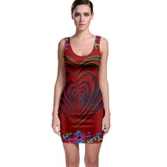 Red Heart Colorful Love Shape Sleeveless Bodycon Dress