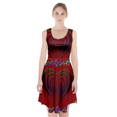 Red Heart Colorful Love Shape Racerback Midi Dress