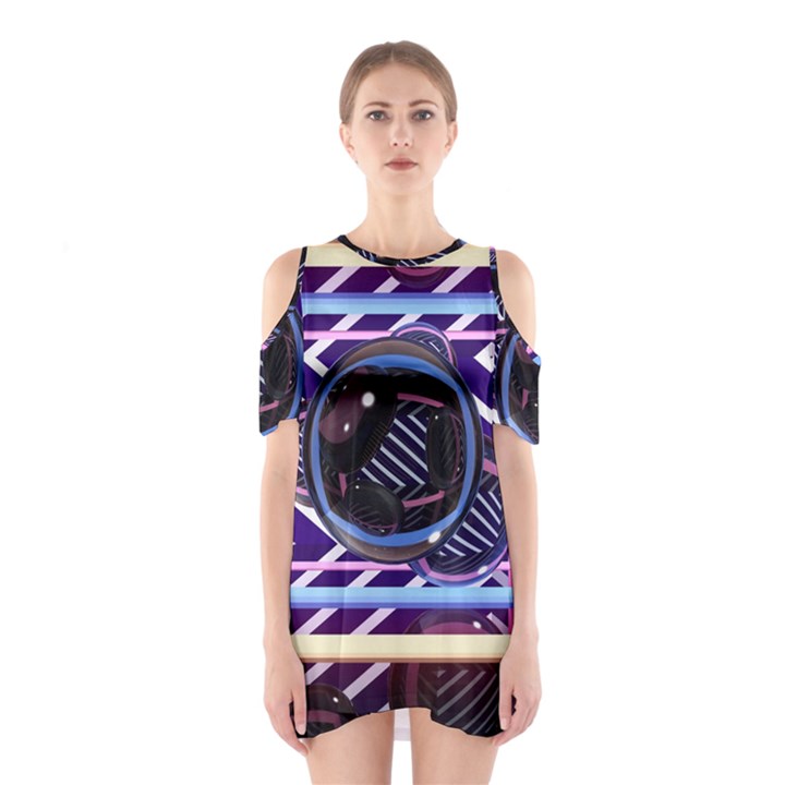 Abstract Sphere Room 3d Design Shoulder Cutout One Piece