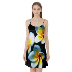 Flowers Black White Bunch Floral Satin Night Slip by Nexatart