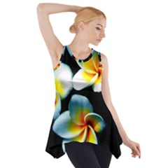 Flowers Black White Bunch Floral Side Drop Tank Tunic