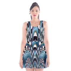 Abstract Art Design Texture Scoop Neck Skater Dress