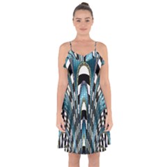 Abstract Art Design Texture Ruffle Detail Chiffon Dress by Nexatart