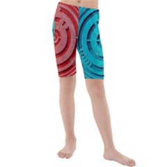 Vector Watch Texture Red Blue Kids  Mid Length Swim Shorts