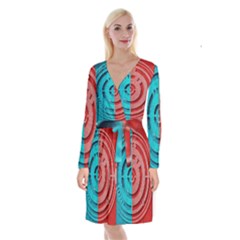 Vector Watch Texture Red Blue Long Sleeve Velvet Front Wrap Dress