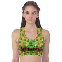 Jungle Love In Fantasy Landscape Of Freedom Peace Sports Bra by pepitasart