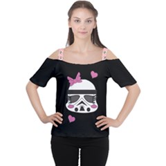 Color020a Women s Cutout Shoulder Tee Chick Troopers