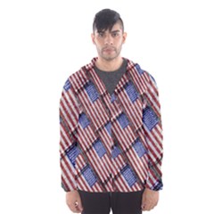 Usa Flag Grunge Pattern Hooded Wind Breaker (men) by dflcprintsclothing