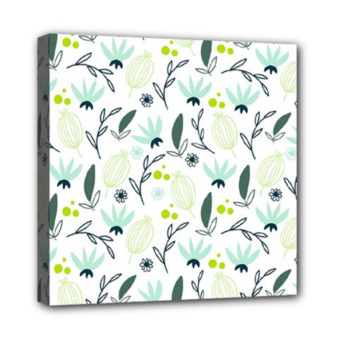 Hand Drawm Seamless Floral Pattern Mini Canvas 8  X 8 