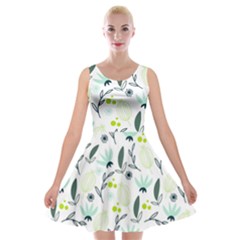 Hand Drawm Seamless Floral Pattern Velvet Skater Dress by TastefulDesigns