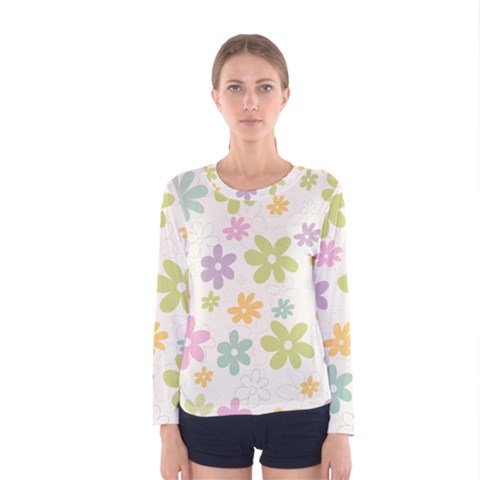 Beautiful Spring Flowers Background Women s Long Sleeve Tee by TastefulDesigns