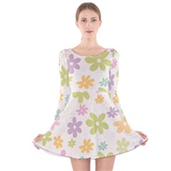 Beautiful Spring Flowers Background Long Sleeve Velvet Skater Dress by TastefulDesigns