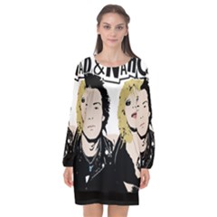 Sid And Nancy Long Sleeve Chiffon Shift Dress  by Valentinaart