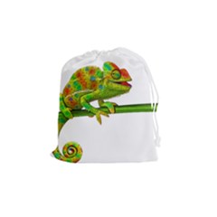 Chameleons Drawstring Pouches (medium)  by Valentinaart