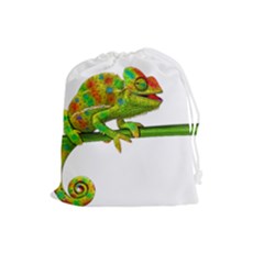 Chameleons Drawstring Pouches (large)  by Valentinaart