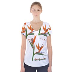 Bird Of Paradise Short Sleeve Front Detail Top by Valentinaart