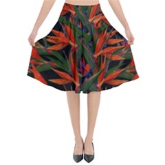 Bird Of Paradise Flared Midi Skirt by Valentinaart