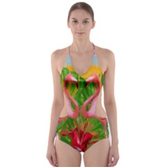 Flamingo Cut-out One Piece Swimsuit