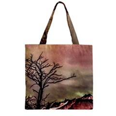 Fantasy Landscape Illustration Zipper Grocery Tote Bag by dflcprints