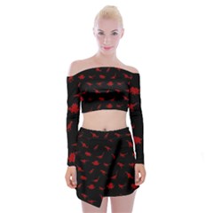 Dinosaurs Pattern Off Shoulder Top With Skirt Set by ValentinaDesign