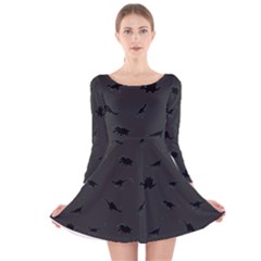 Dinosaurs pattern Long Sleeve Velvet Skater Dress