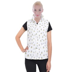 Cactus Pattern Women s Button Up Puffer Vest by ValentinaDesign