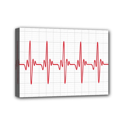 Cardiogram Vary Heart Rate Perform Line Red Plaid Wave Waves Chevron Mini Canvas 7  X 5 