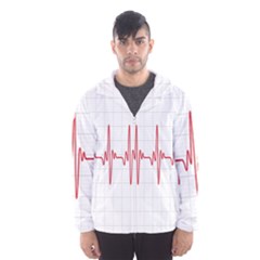 Cardiogram Vary Heart Rate Perform Line Red Plaid Wave Waves Chevron Hooded Wind Breaker (men)