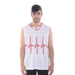 Cardiogram Vary Heart Rate Perform Line Red Plaid Wave Waves Chevron Men s Basketball Tank Top by Mariart