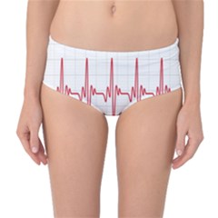Cardiogram Vary Heart Rate Perform Line Red Plaid Wave Waves Chevron Mid-waist Bikini Bottoms by Mariart